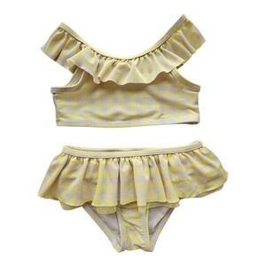 Cat & Jack Bikini Set Toddler Girls 3T Gingham Plaid Ruffle Tulle Yellow